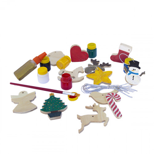 KIT DE NATAL EM MADEIRA PARA COLORIR E ENFEITAR