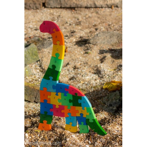 Quebra-cabeça Gigante Dinossauro Madeira Alfabeto E Números